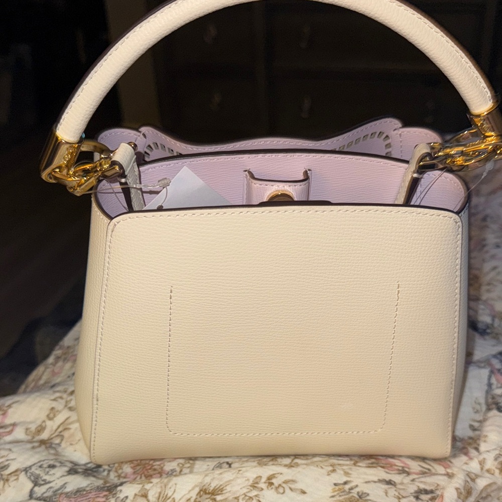 Kate Spade Cream Satchel with Floral and Butterfly Cutouts included cardholder - Picture 6 of 7